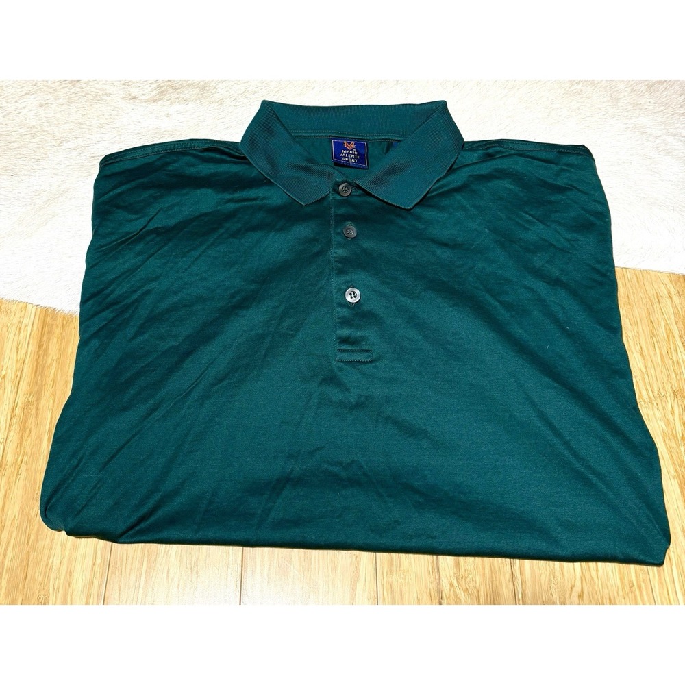 Mario Valente Sport mens forest‎ green short sleeve polo size XL 100% cotton